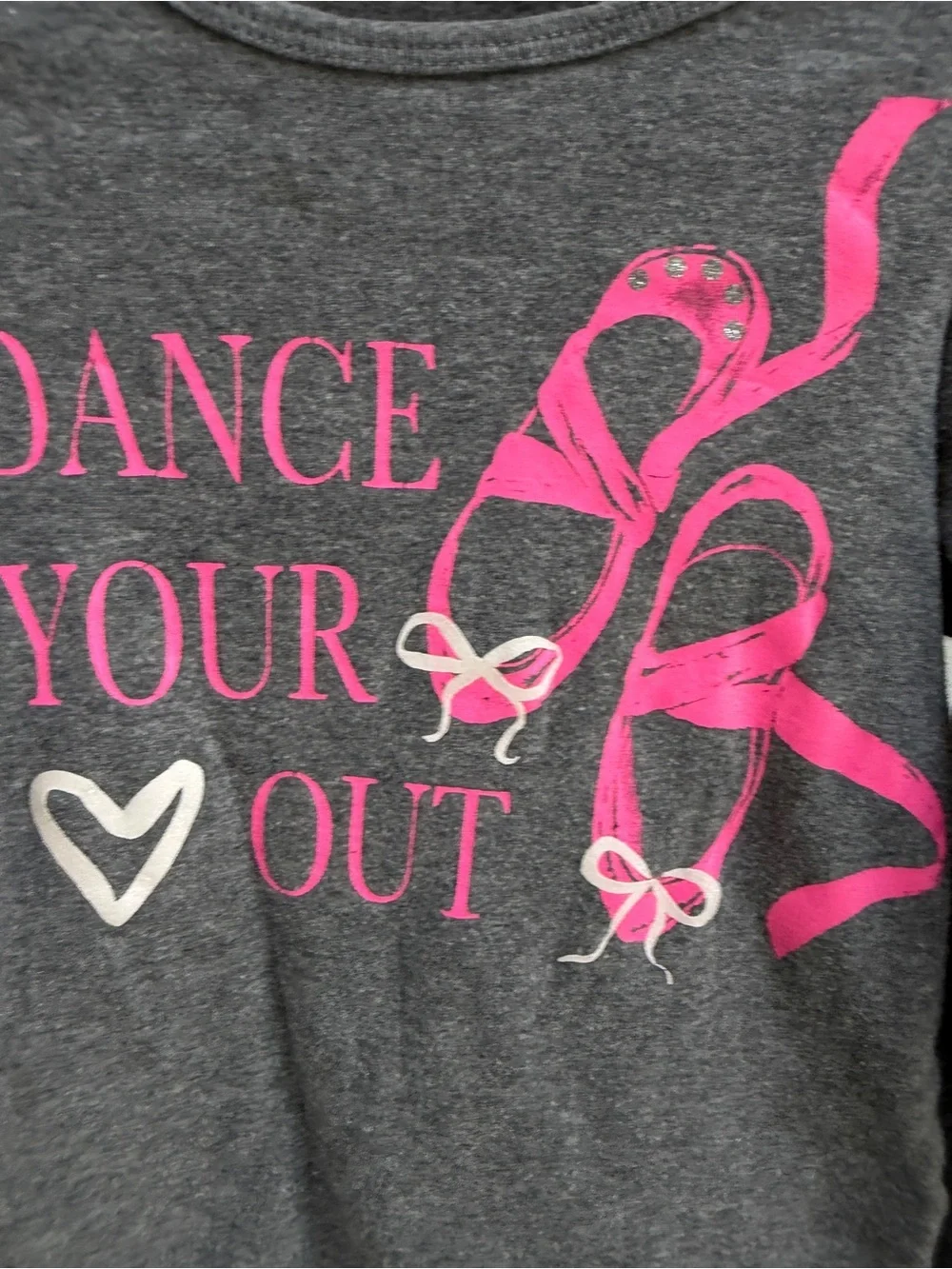 Carter's 4T Girls Gray Long-Sleeve Tee Shirt Top Dance Your Heart Out Ballet